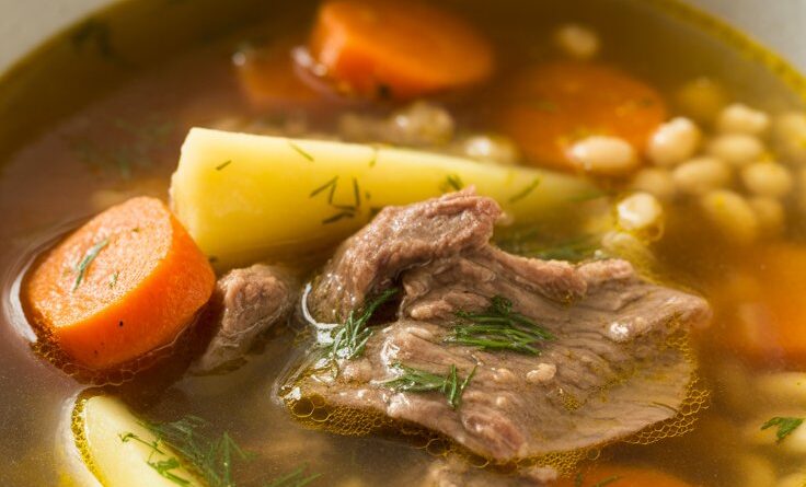Beef, Barley and Pickle Soup (Rassolnik)